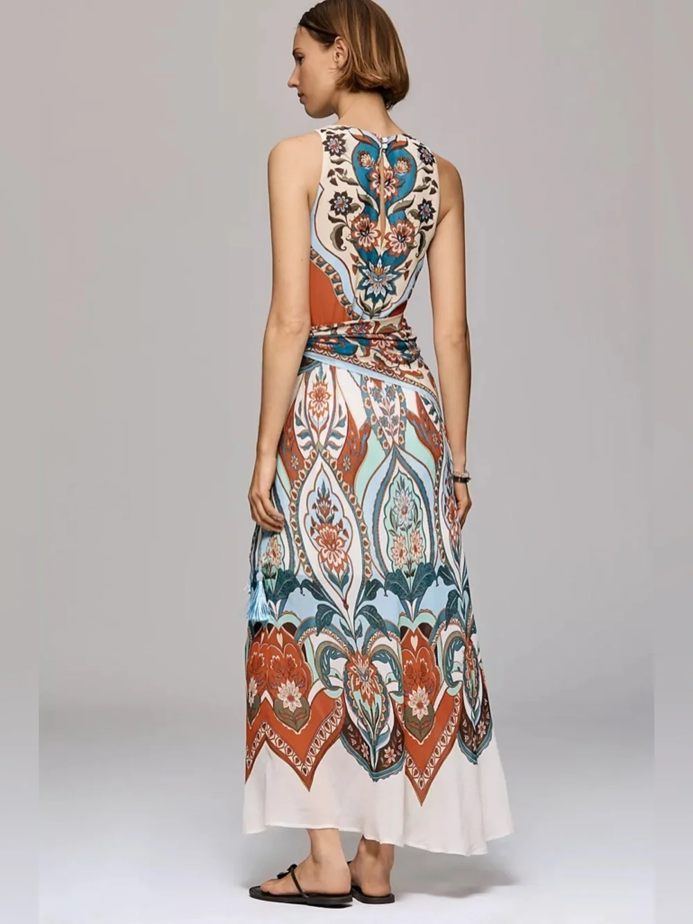 FARM Rio x Anthropologie Tie Scarf Printed Maxi Dress Size Small NWT - Picture 2 of 12